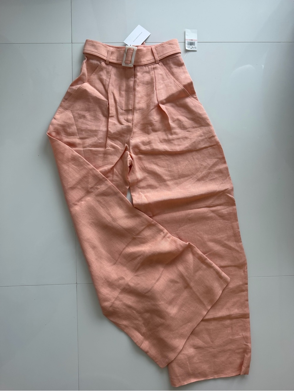 Matthew Bruch Peach Linen Wide-Leg Pleated Pants — Size 2, NWT